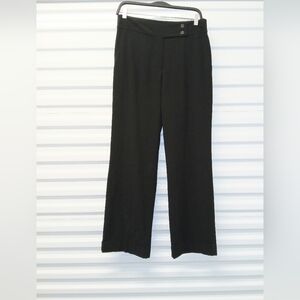 Ninety Dress Pants Black Office Work Stretchy Cuffed Wide Leg Trousers Size 6